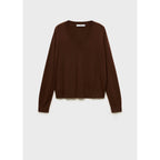 V-Neck Knitted Sweater - Chocolate