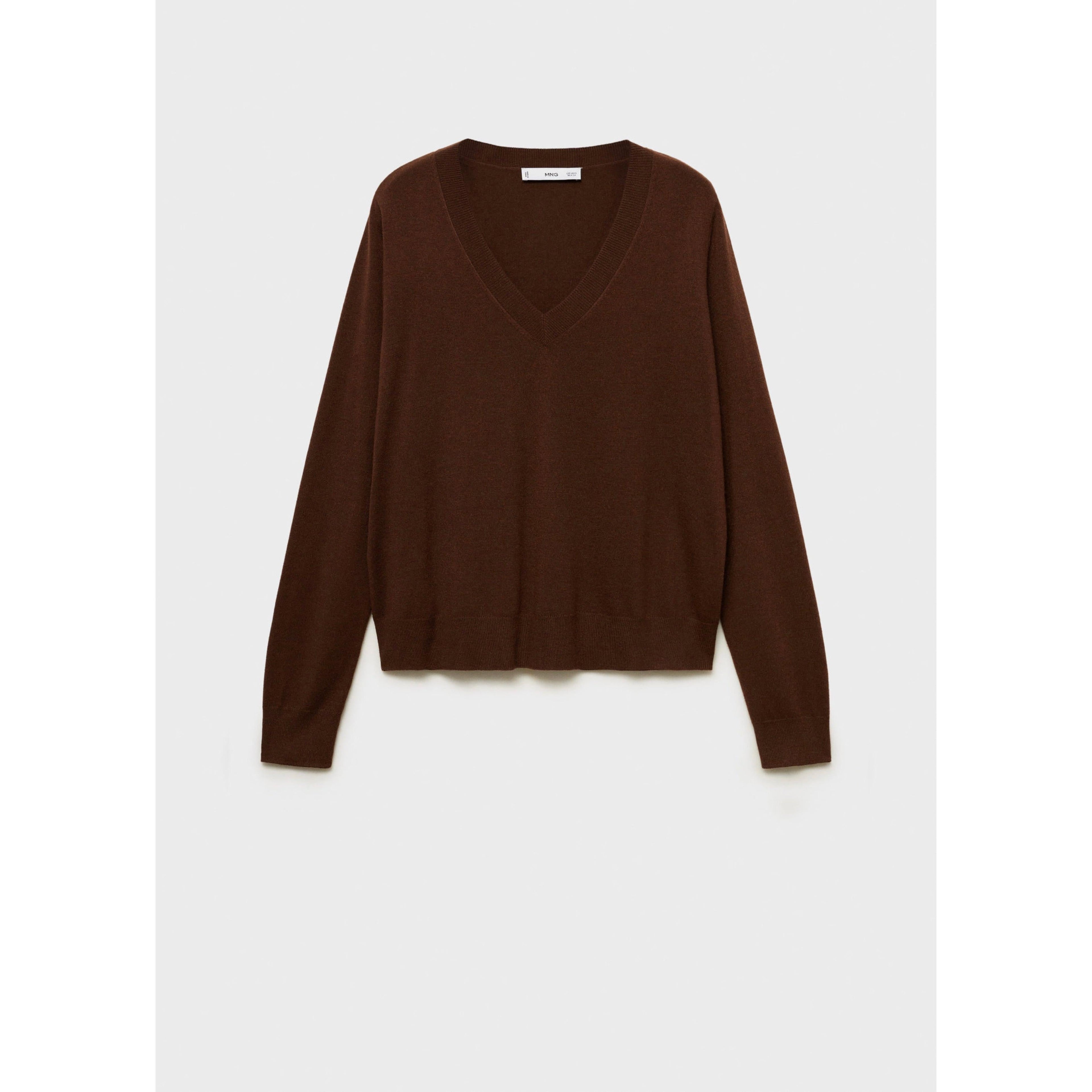 V-Neck Knitted Sweater - Chocolate