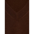 V-Neck Knitted Sweater - Chocolate