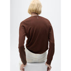 V-Neck Knitted Sweater - Chocolate