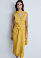 Robe Midi Plissée En Lin
