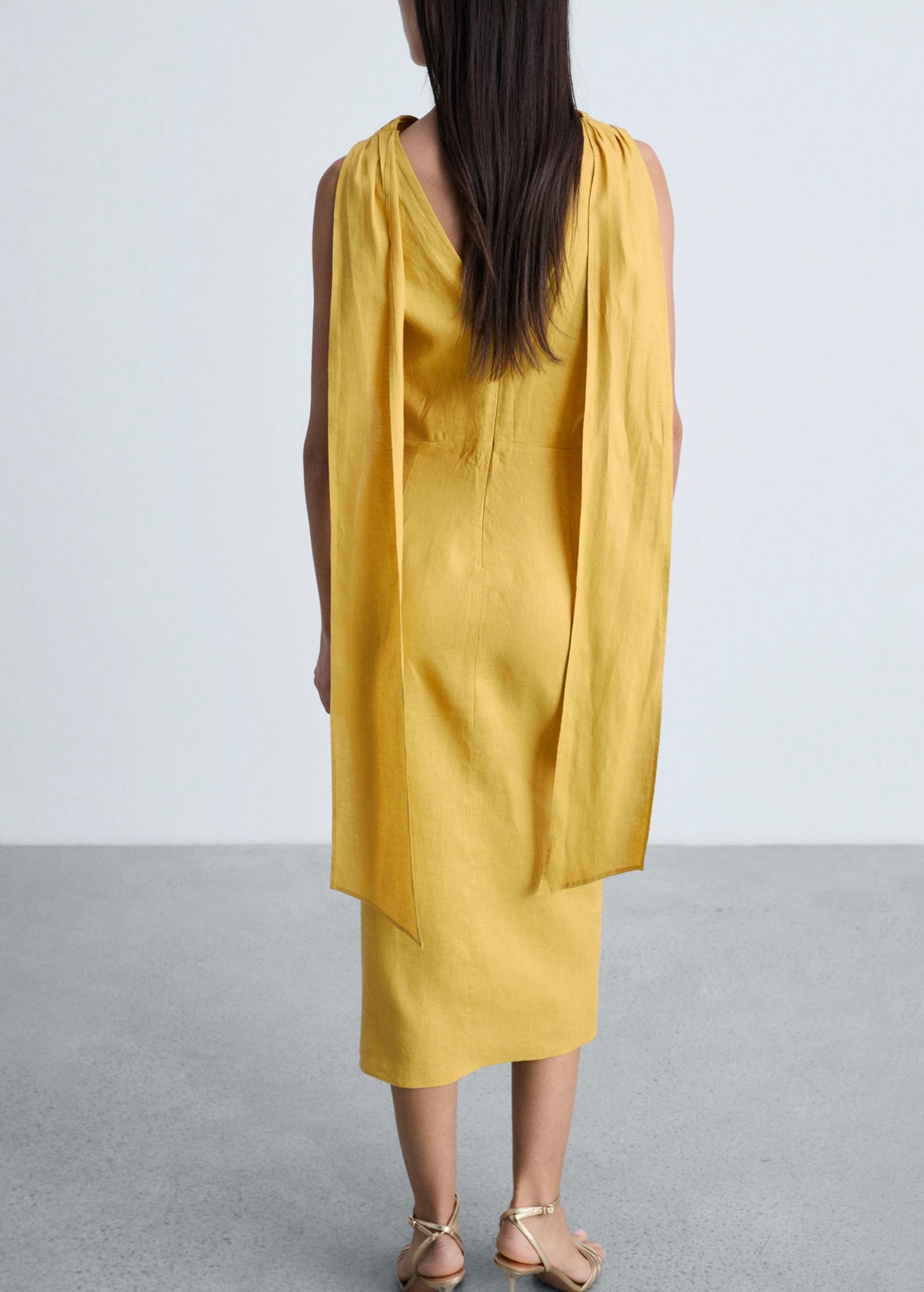 Robe Midi Plissée En Lin