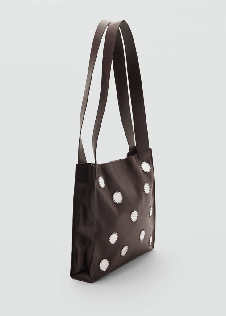 Borsa in pelle con doppio manico e specchi
