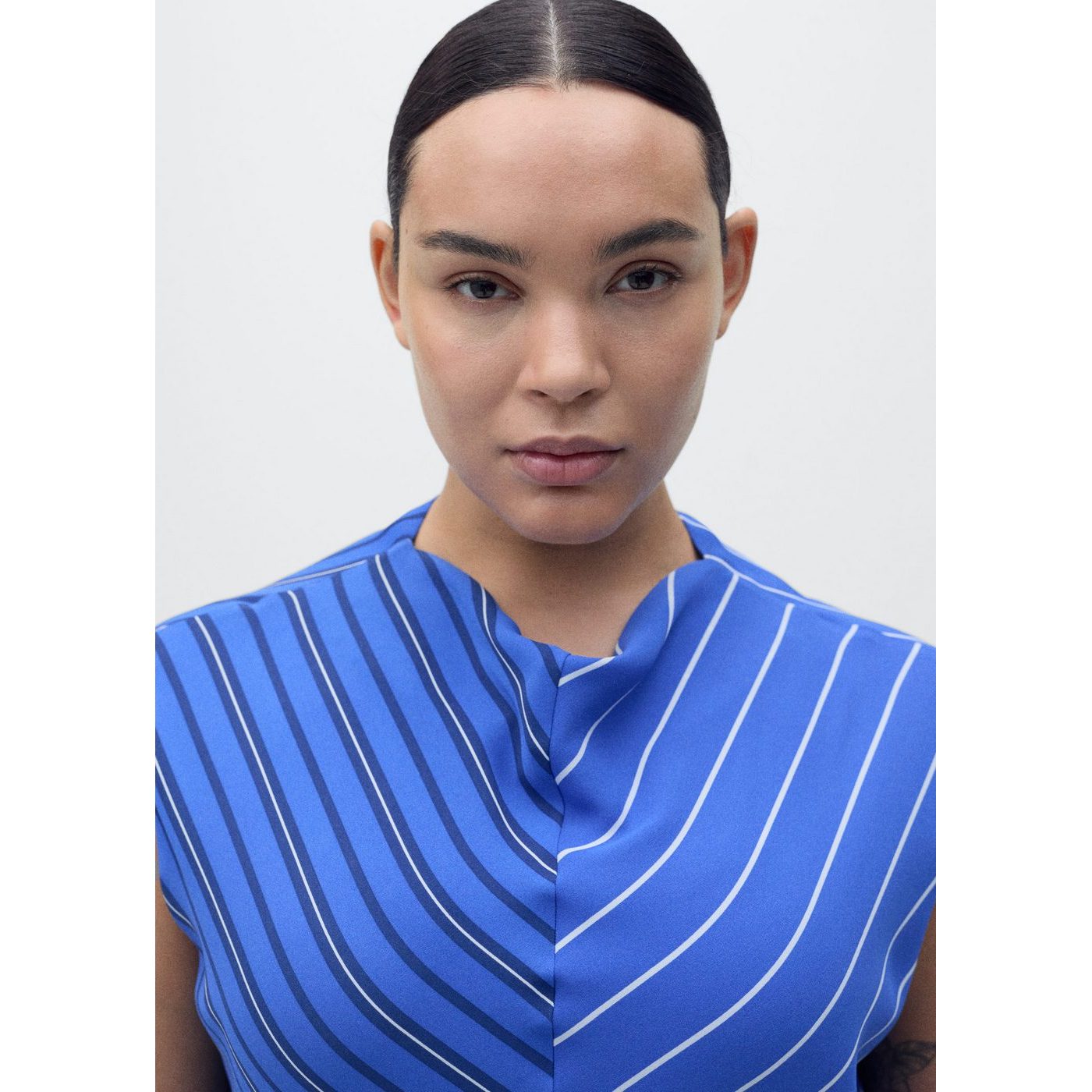 Robe Évasée Rayures Combinées