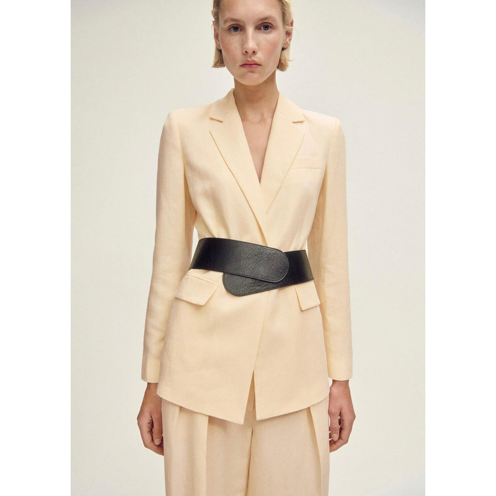 Straight Leg Suit Trousers Linen Blend - Vanilla