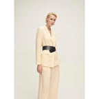 Straight Leg Suit Trousers Linen Blend - Vanilla