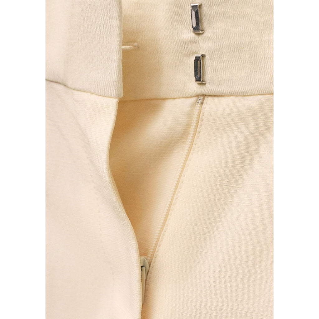 Straight Leg Suit Trousers Linen Blend - Vanilla
