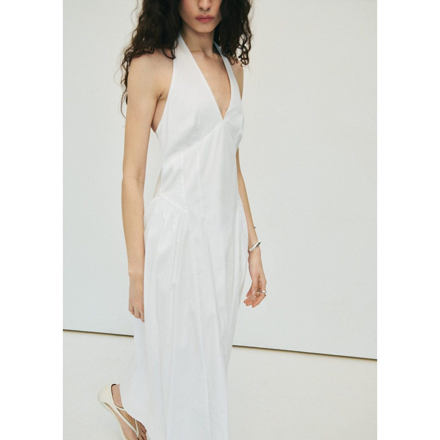Robe Midi En Coton À Emmanchures Américaines