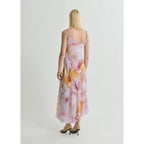 Robe Imprimé Fleurs Avec Bretelles Asymétriques