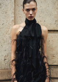 Robe Emmanchures Américaines Ornement Plumes
