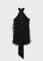 Robe Emmanchures Américaines Ornement Plumes