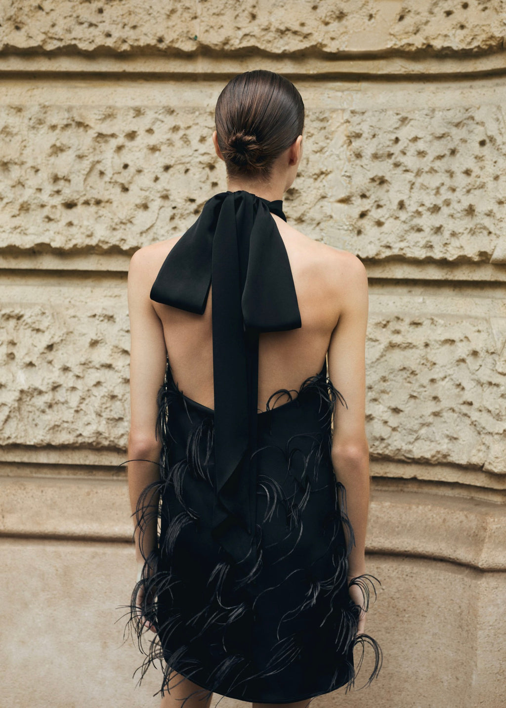 Robe Emmanchures Américaines Ornement Plumes