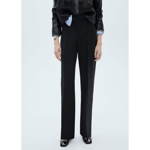 Straight-Leg Tailored Trousers - Black