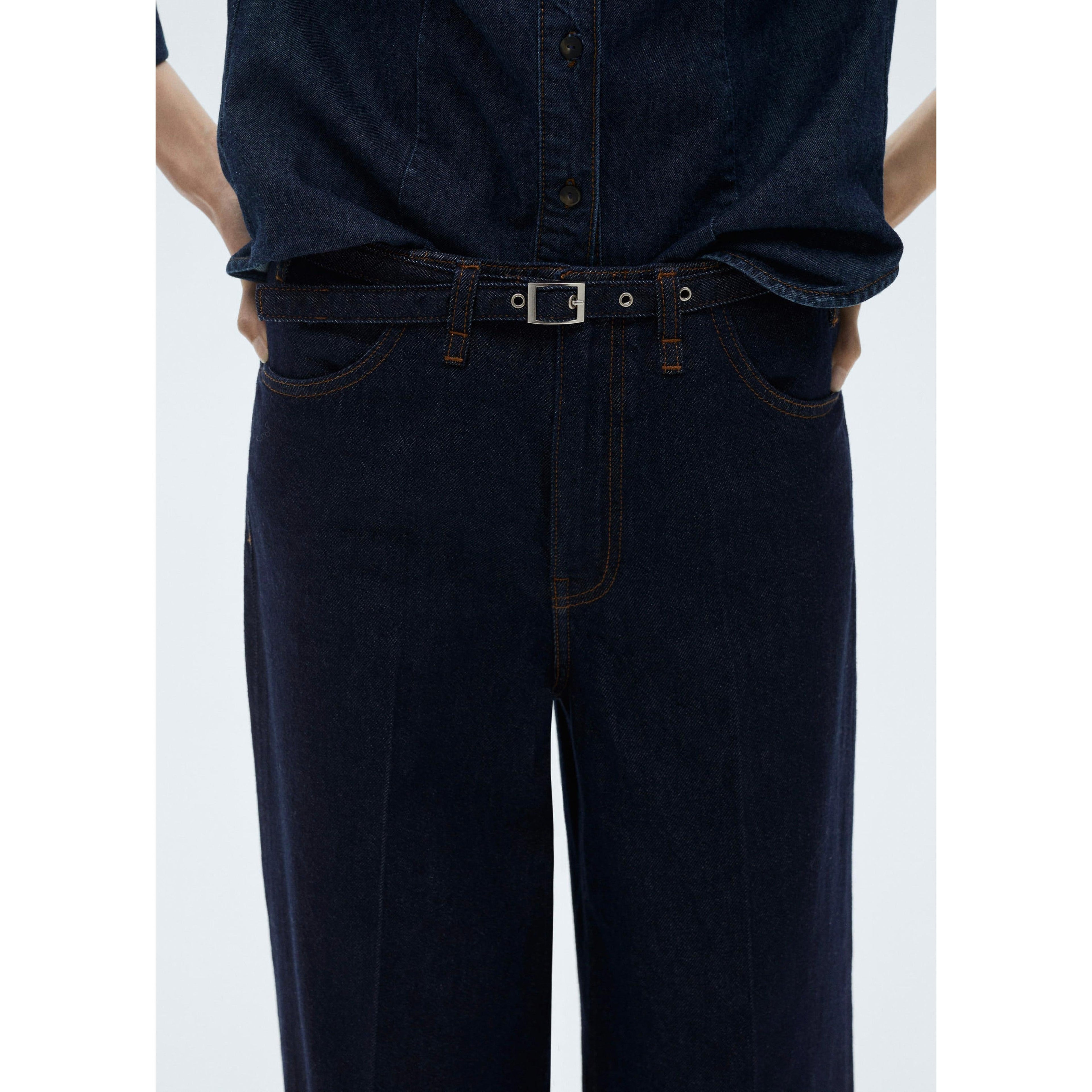 Jean Wideleg Rinse Wash Ceinture - Open Blue