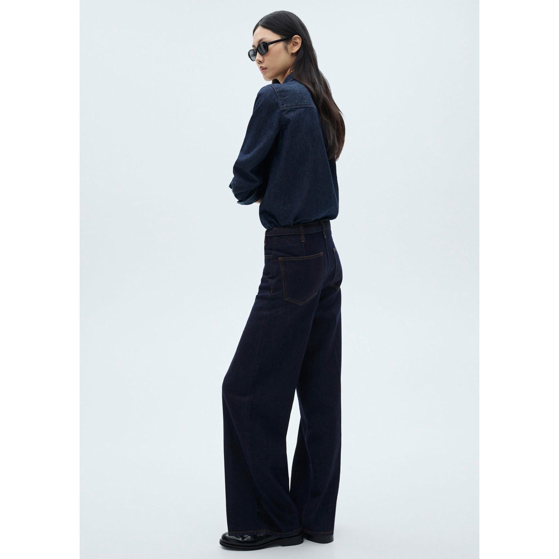 Jean Wideleg Rinse Wash Ceinture - Open Blue