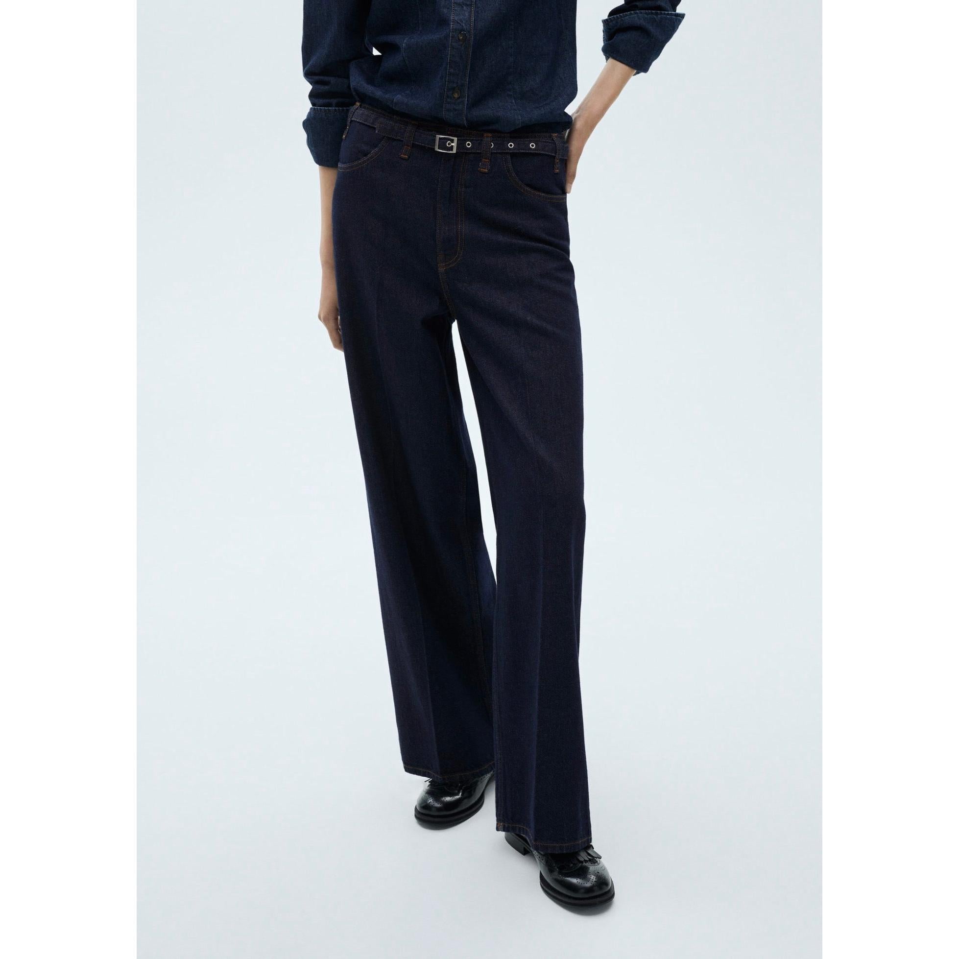 Jean Wideleg Rinse Wash Ceinture - Open Blue