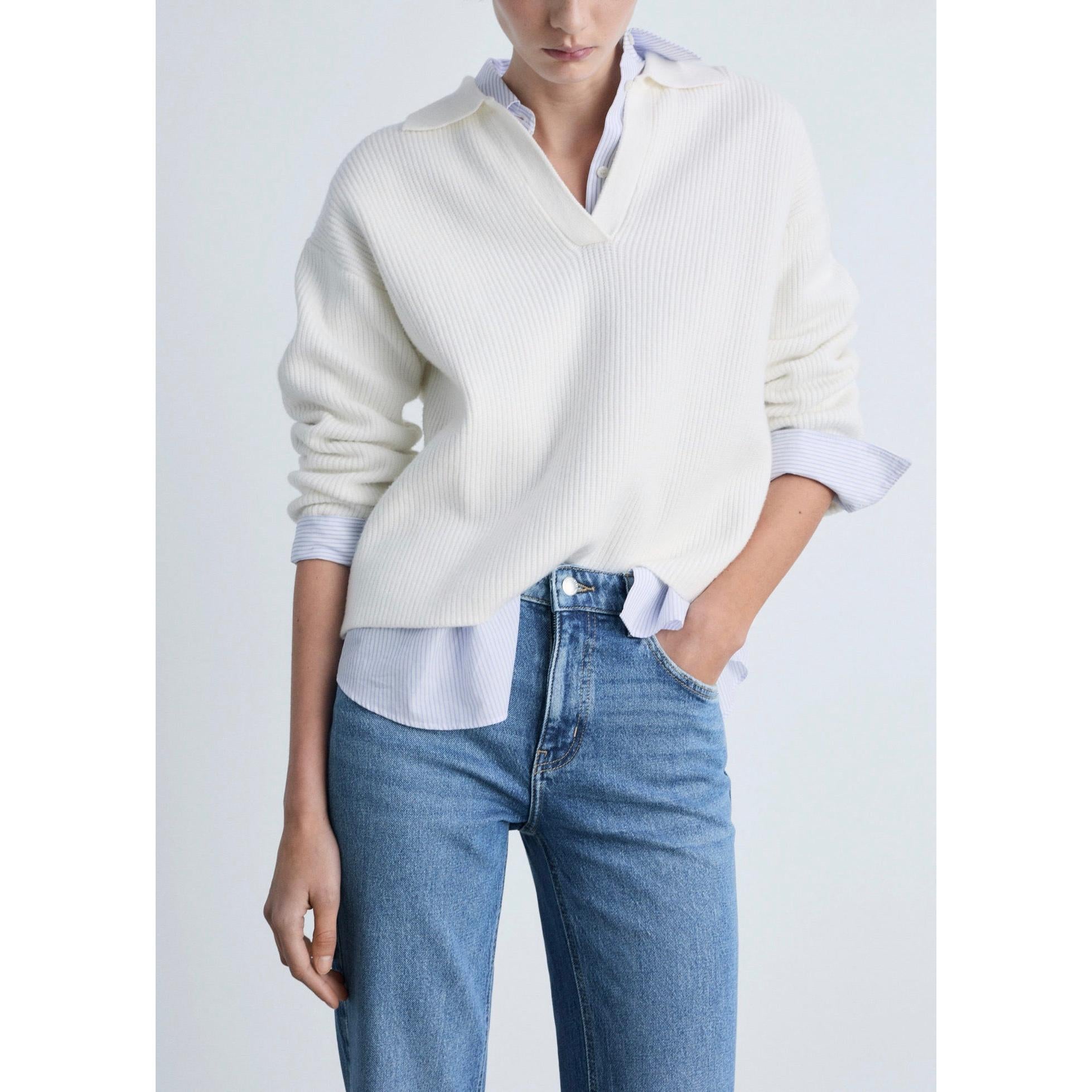 Straight Jeans Normal Waist Openings - Medium Blue