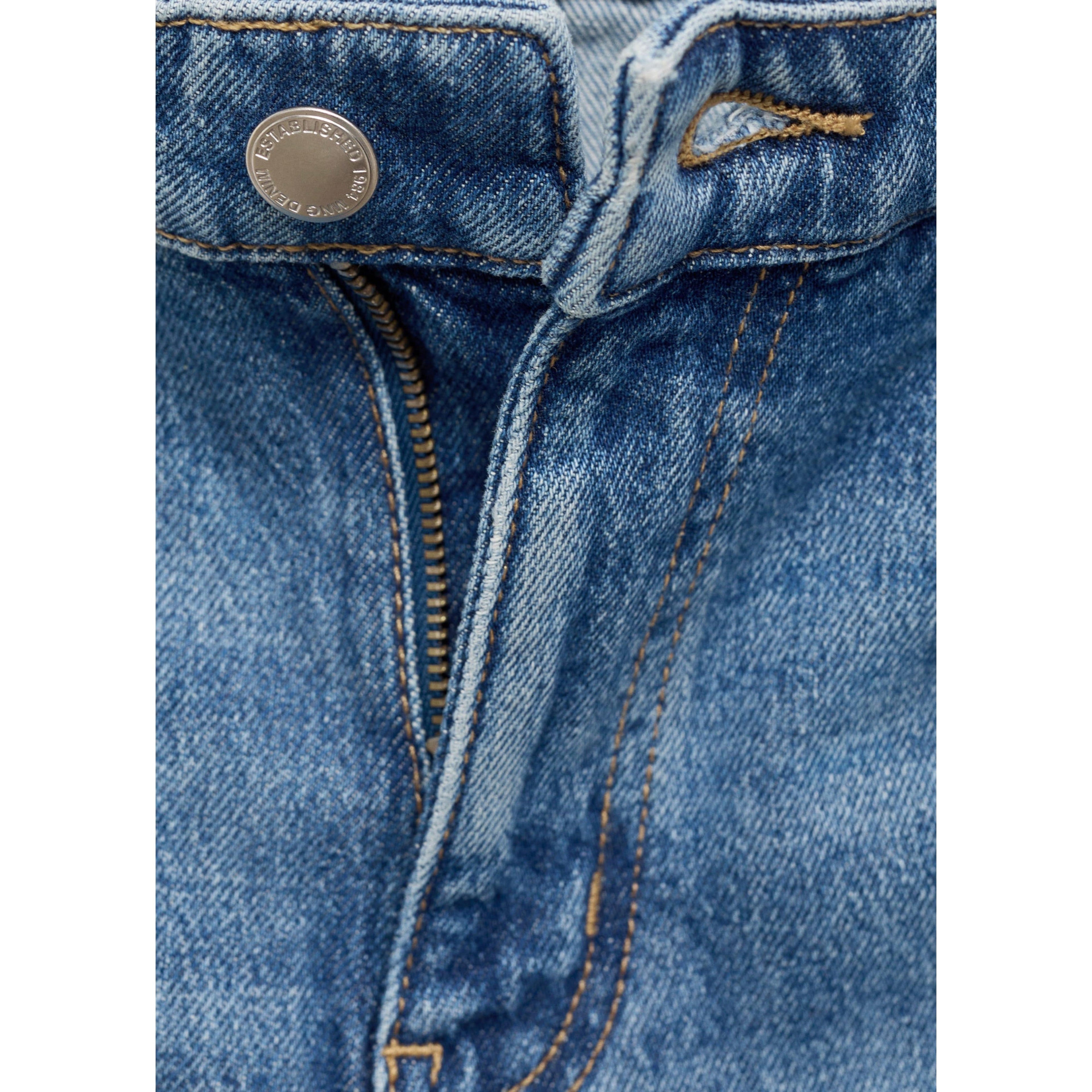Straight Jeans Normal Waist Openings - Medium Blue