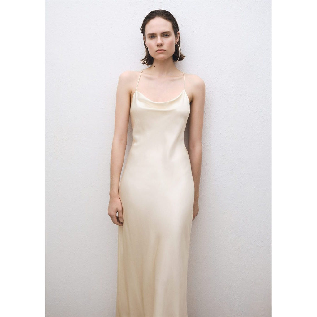 Robe Soie Encolure Drapée