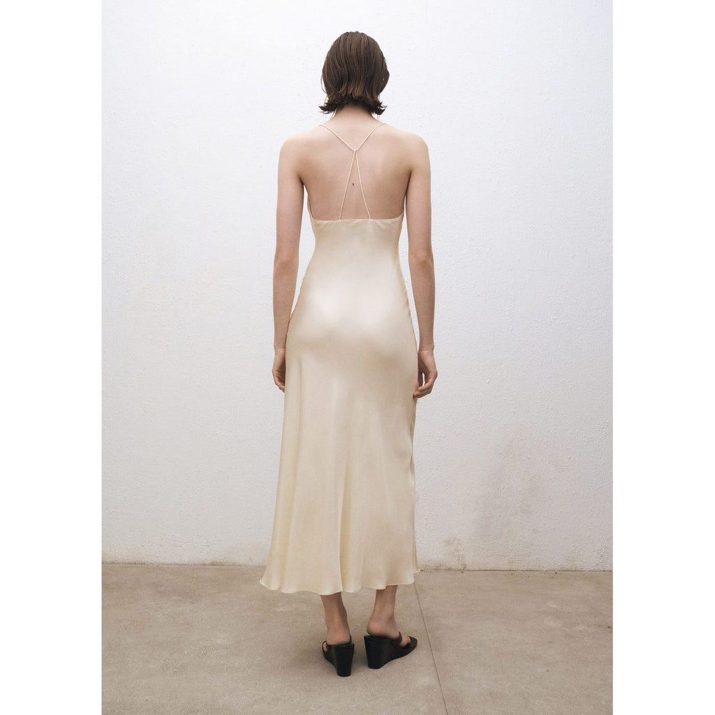 Robe Soie Encolure Drapée