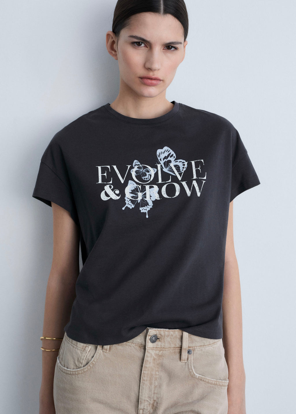 Cotton T-Shirt with Printed Message