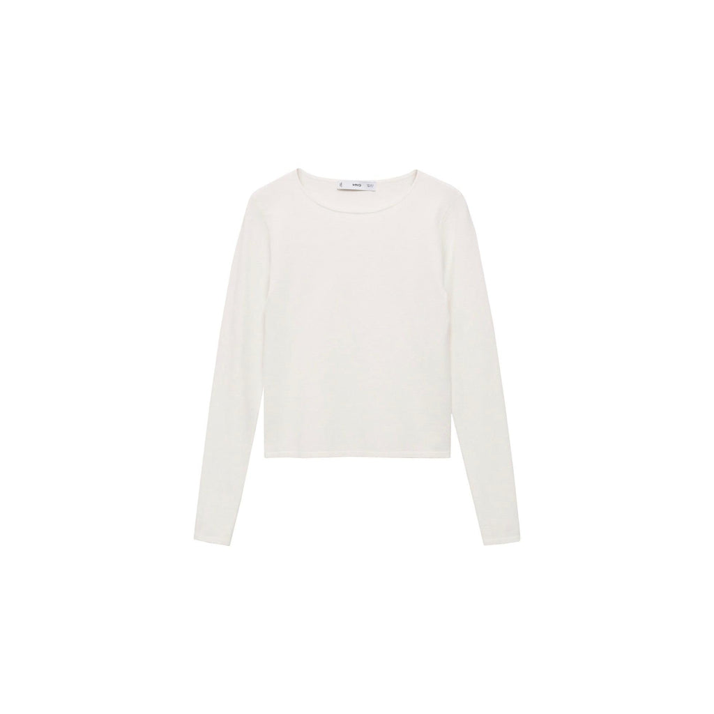Fine Knit Fitted Sweater - Ecru