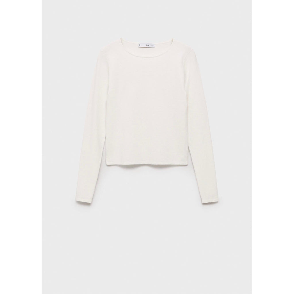 Fine Knit Fitted Sweater - Ecru
