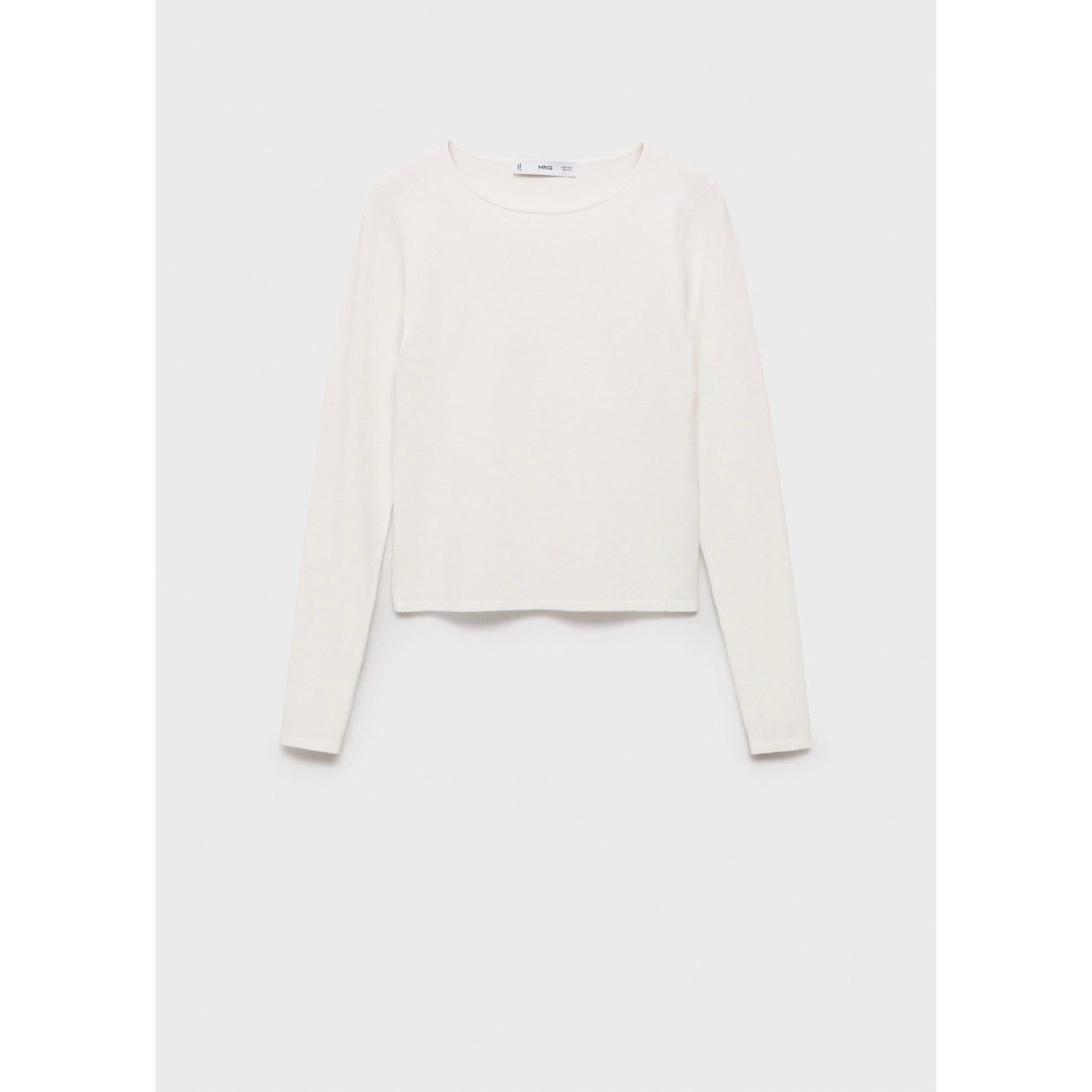 Fine Knit Fitted Sweater - Ecru