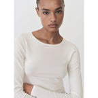Fine Knit Fitted Sweater - Ecru