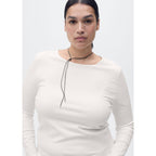 Fine Knit Fitted Sweater - Ecru