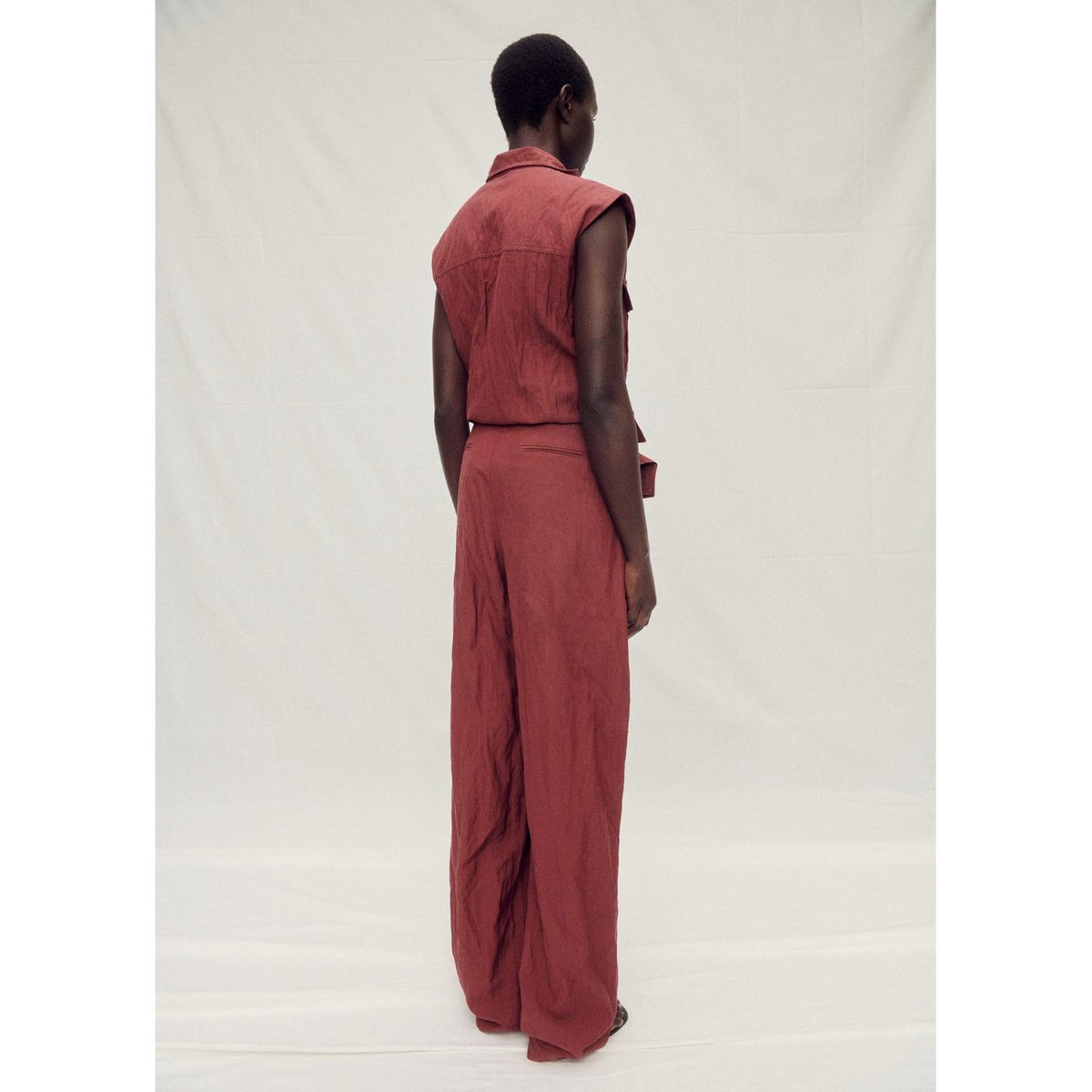 Pantalon Costume Wideleg Effet Froissé