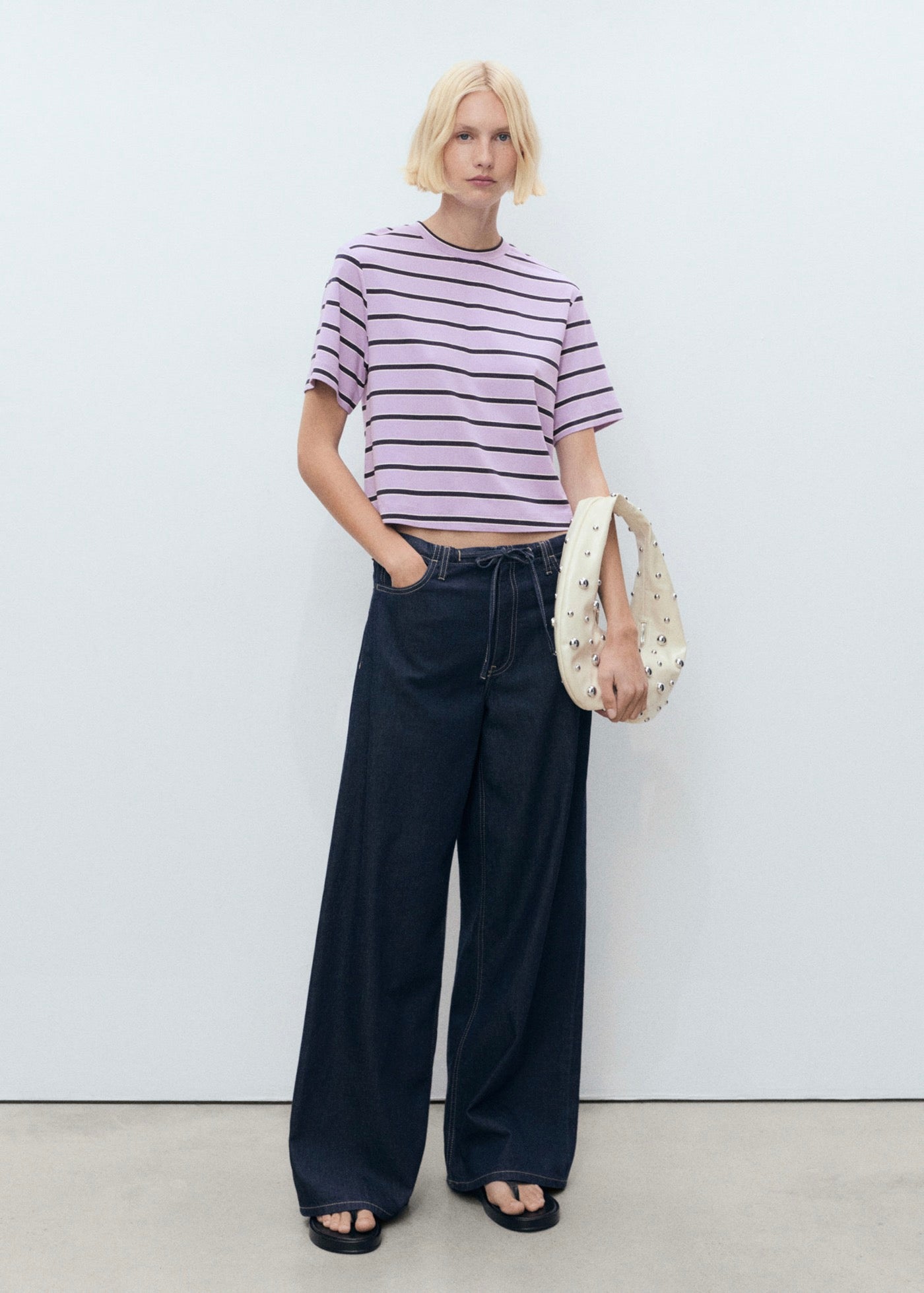 Oversized Striped T-Shirt - Light/Pastel Purple