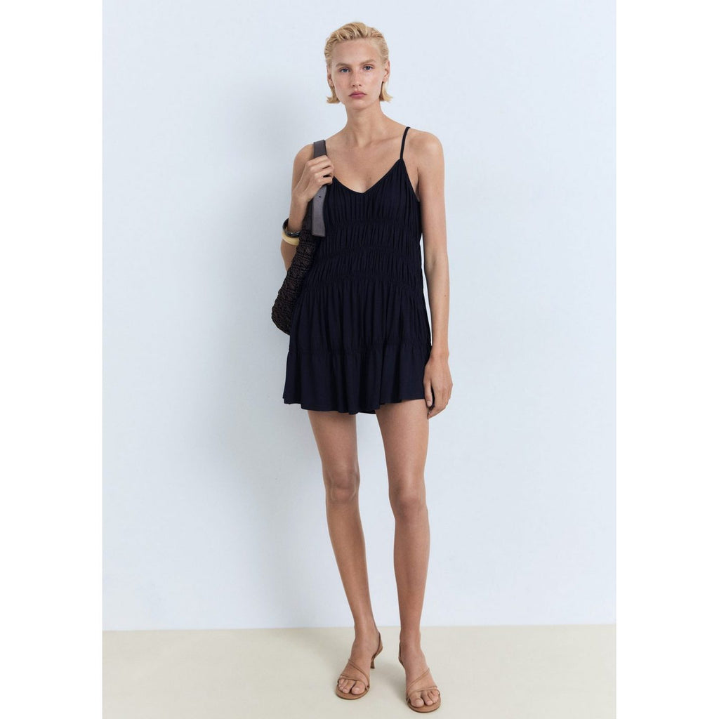 Robe Courte À Empiècements Froncés