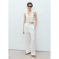 Pantalon Droit Coton Brodé