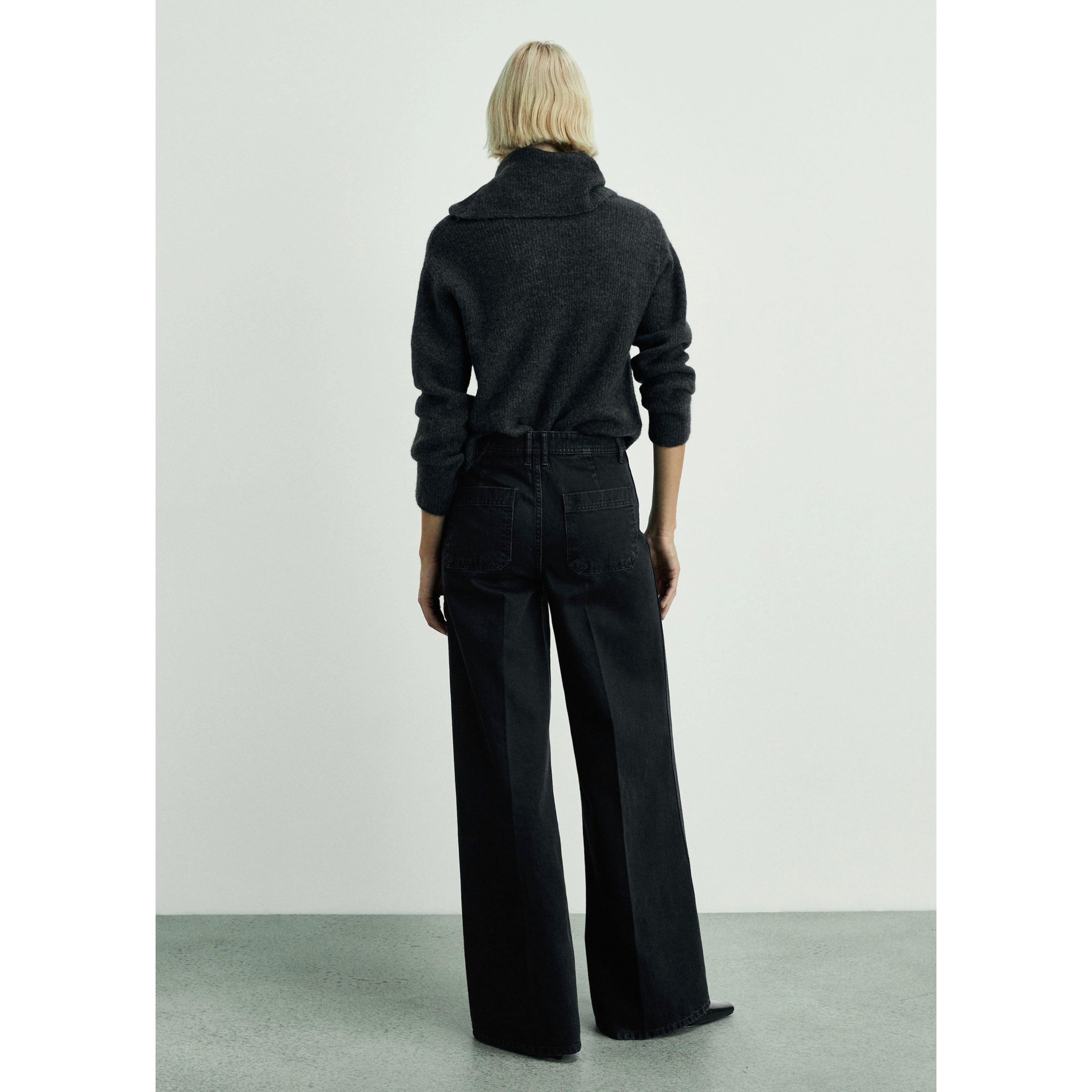 Jean Wideleg Poches - Black Denim