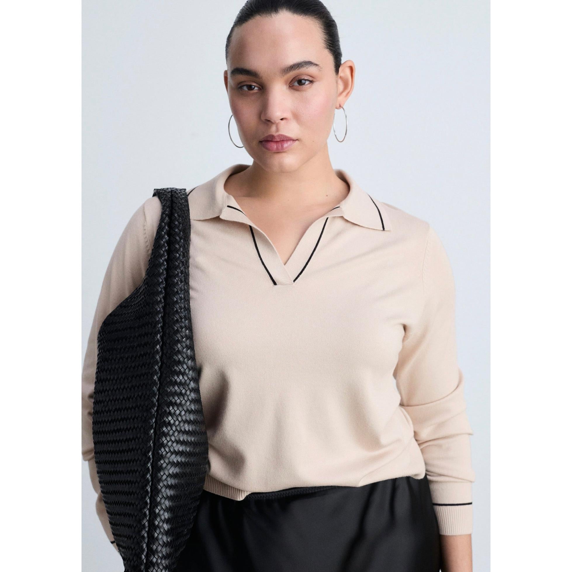 Pull Revers Contrastés Liserés - Light/Pastel Grey