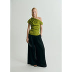 Blouse Satinée Col Asymétrique