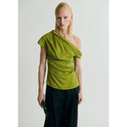Blouse Satinée Col Asymétrique