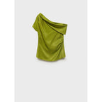 Blouse Satinée Col Asymétrique