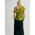 Blouse Satinée Col Asymétrique
