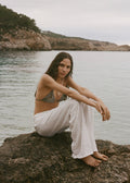 Pantalon Lin Taille Drapée