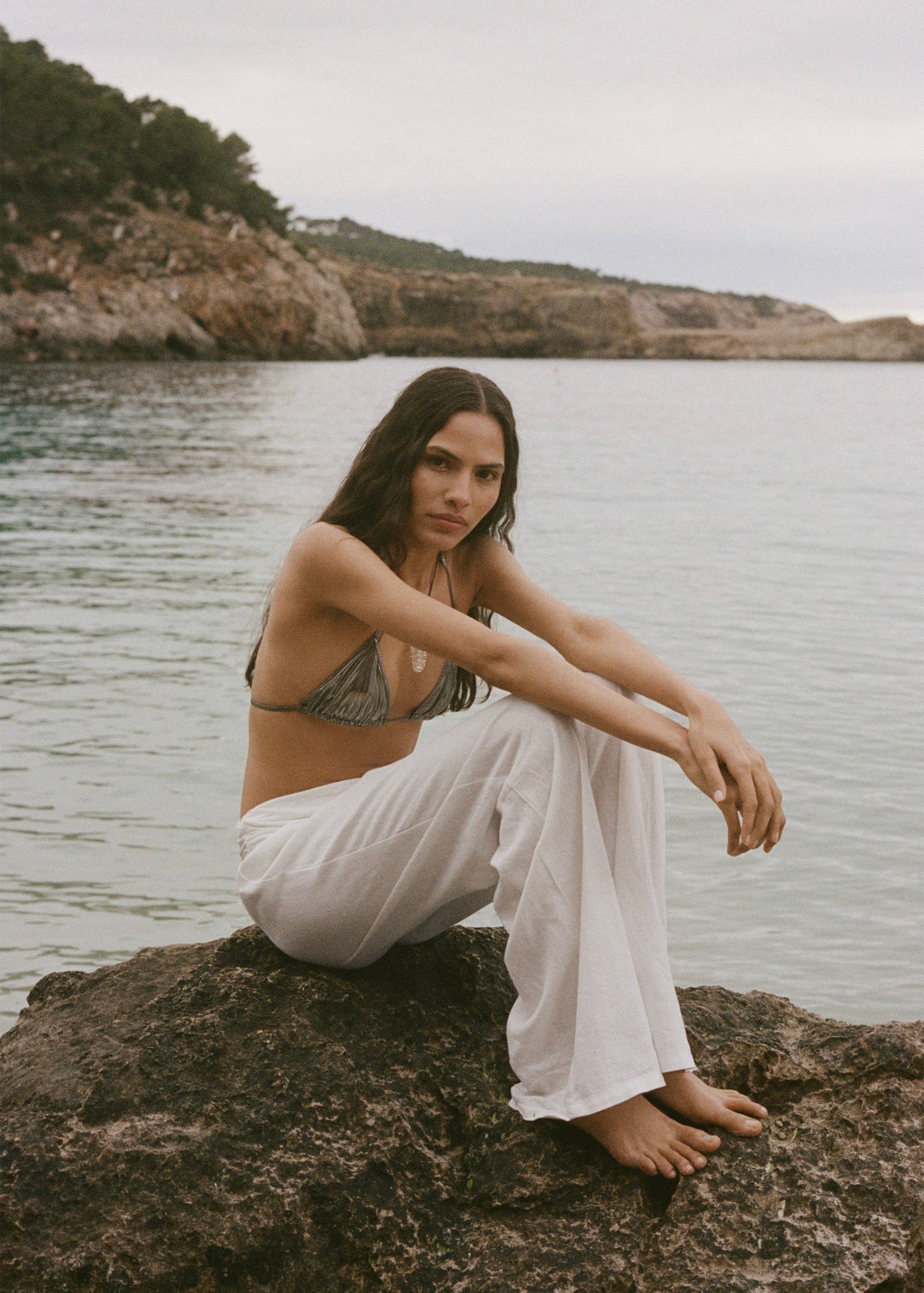 Pantalon Lin Taille Drapée