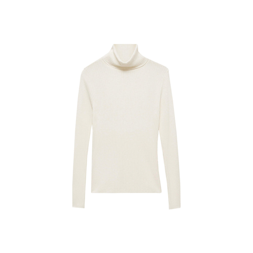 Jersey de cuello alto en mezcla de lana - Crudo