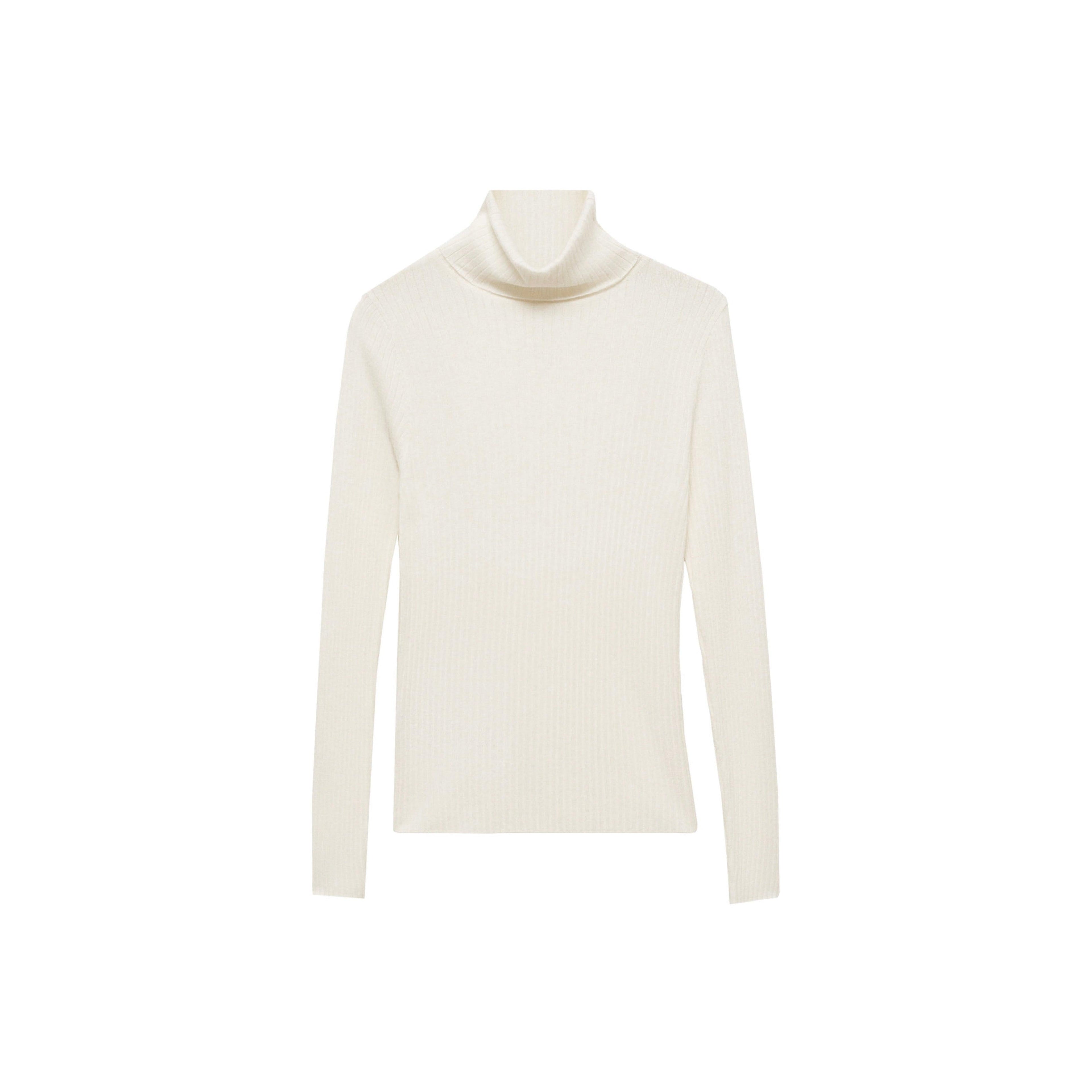 Jersey de cuello alto en mezcla de lana - Crudo