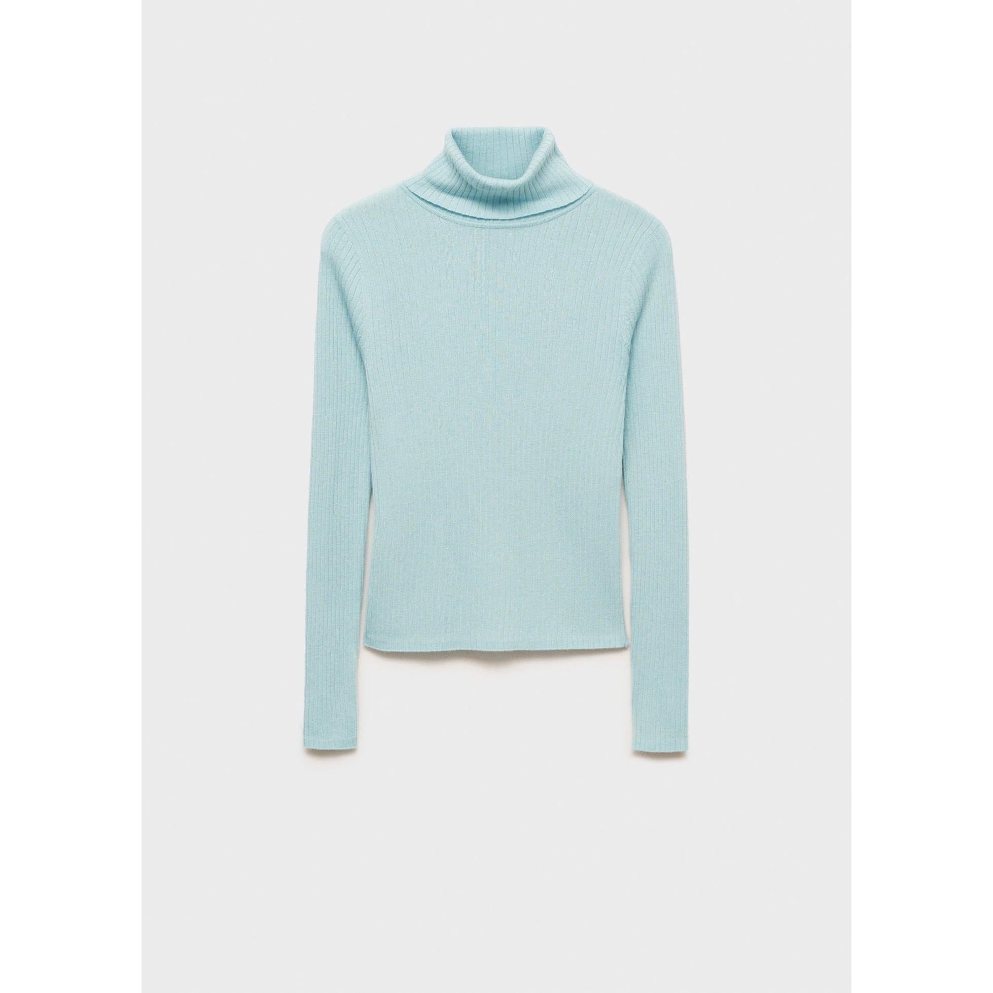 Pull-Over Laine Mélangée Col Roulé - Aqua Green