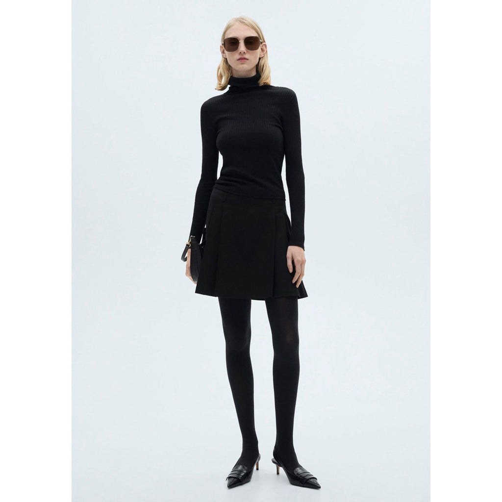 Pull-Over Laine Mélangée Col Roulé - Black