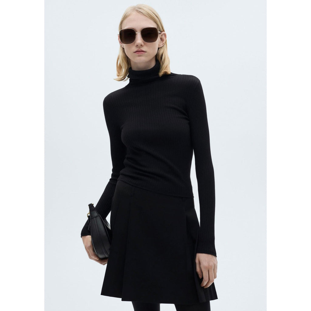 Pull-Over Laine Mélangée Col Roulé - Black