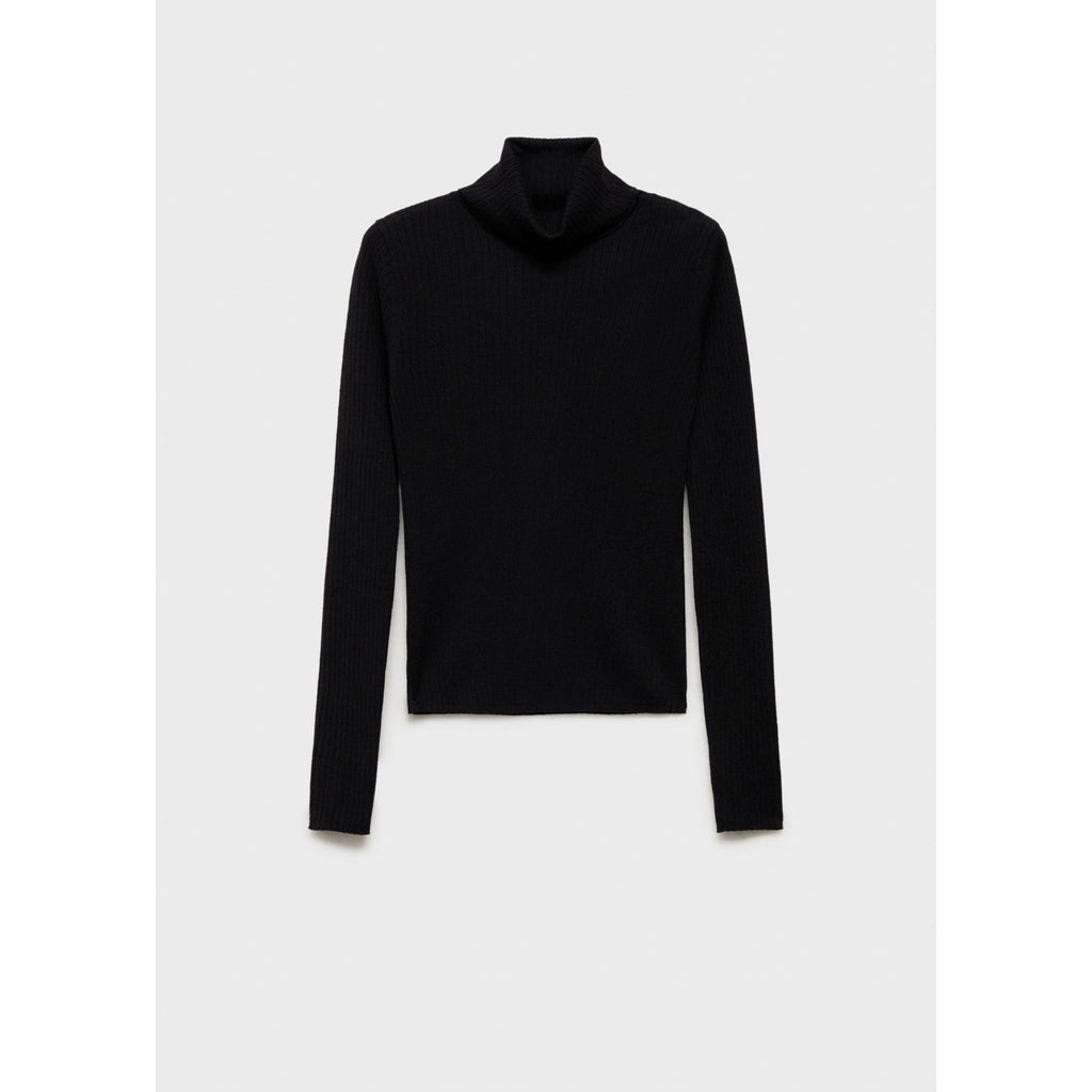 Pull-Over Laine Mélangée Col Roulé - Black