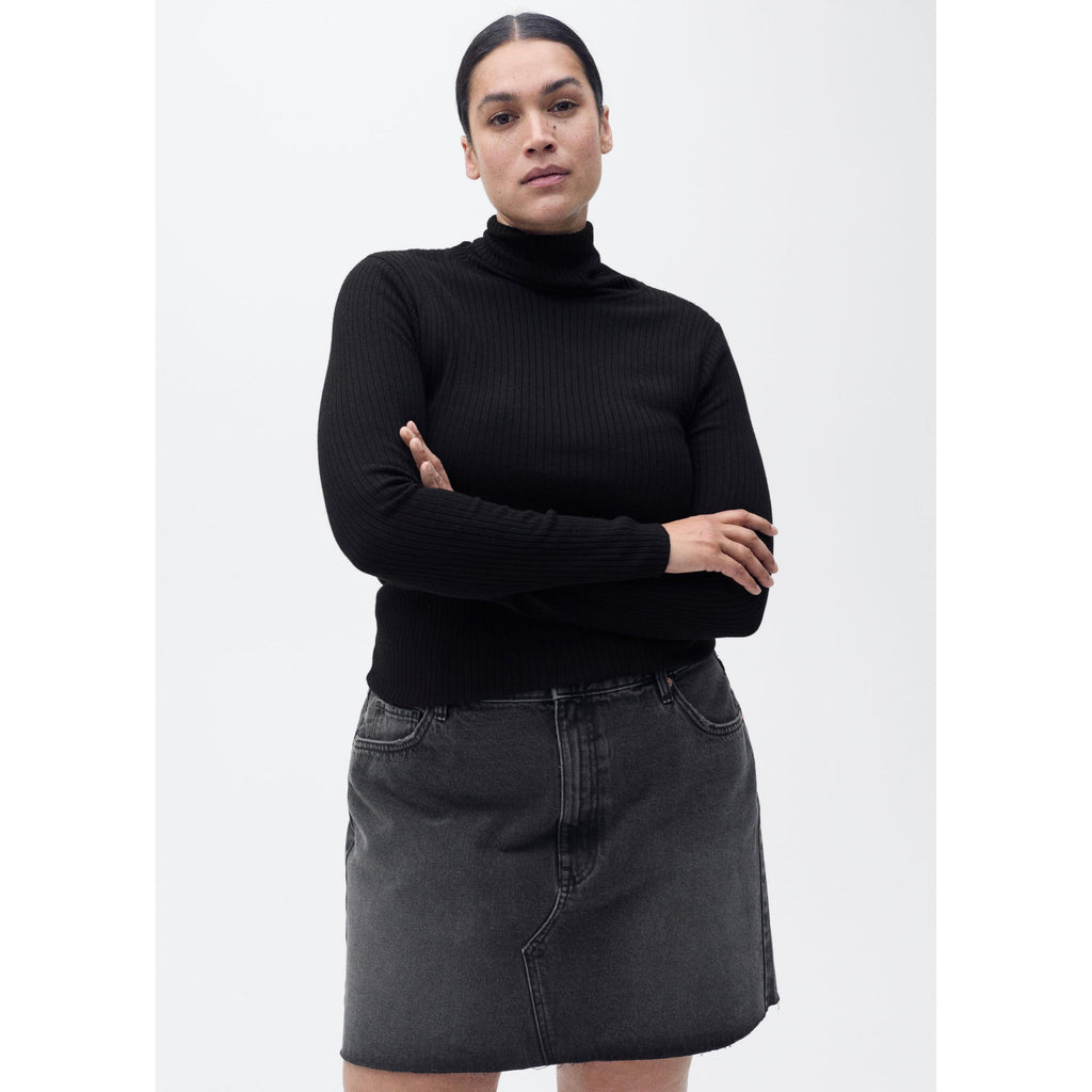 Pull-Over Laine Mélangée Col Roulé - Black