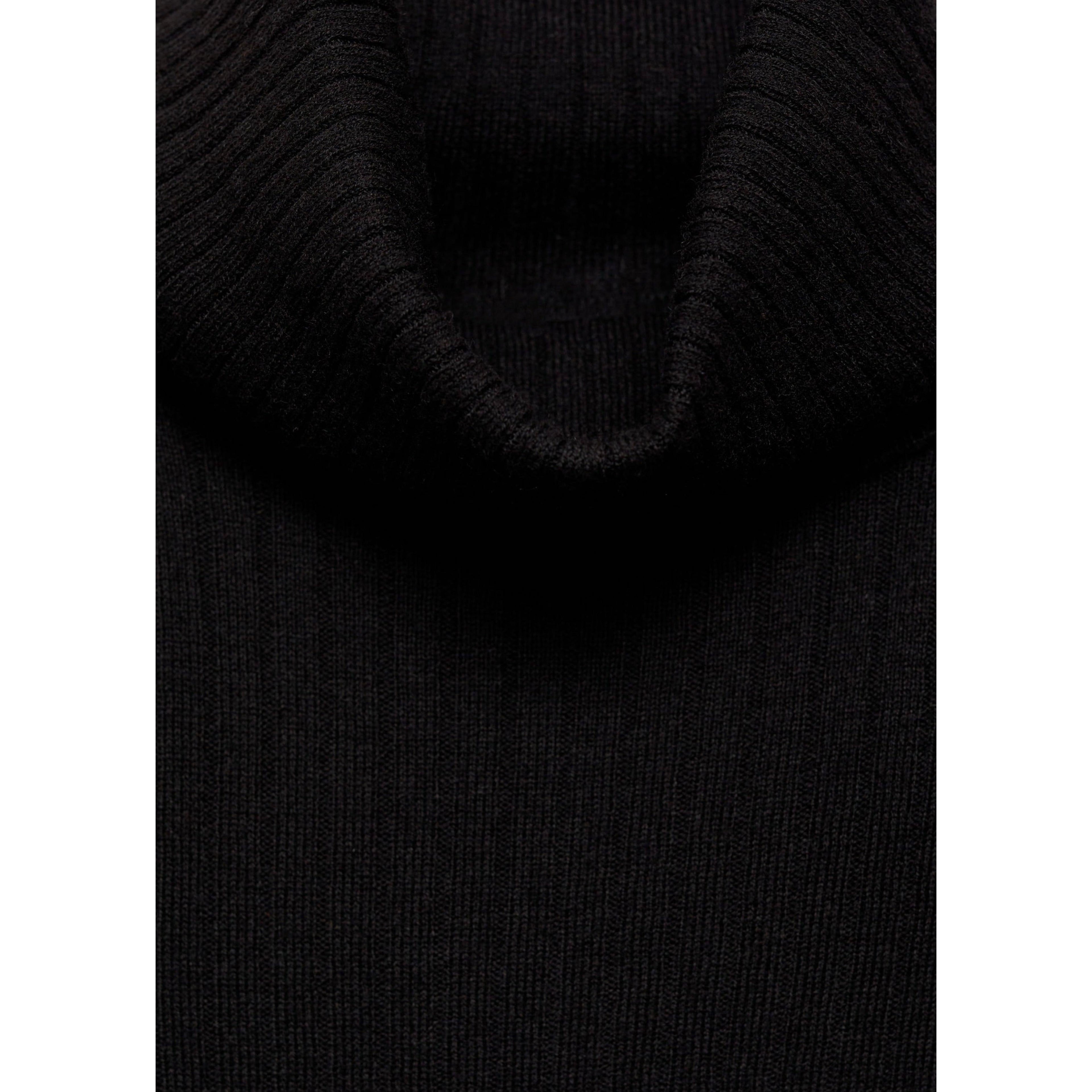 Pull-Over Laine Mélangée Col Roulé - Black